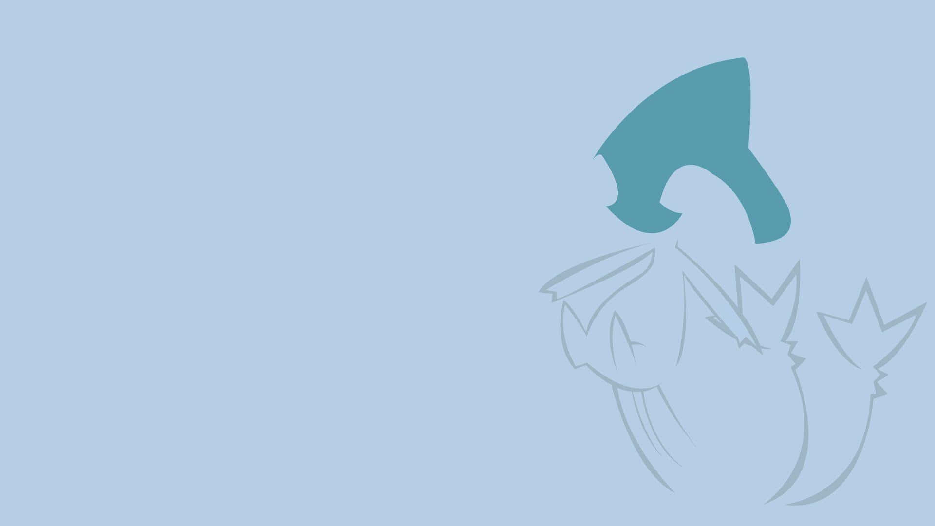 teal axe, faint grey line art, creature's head, Full HD Desktop Wallpaper