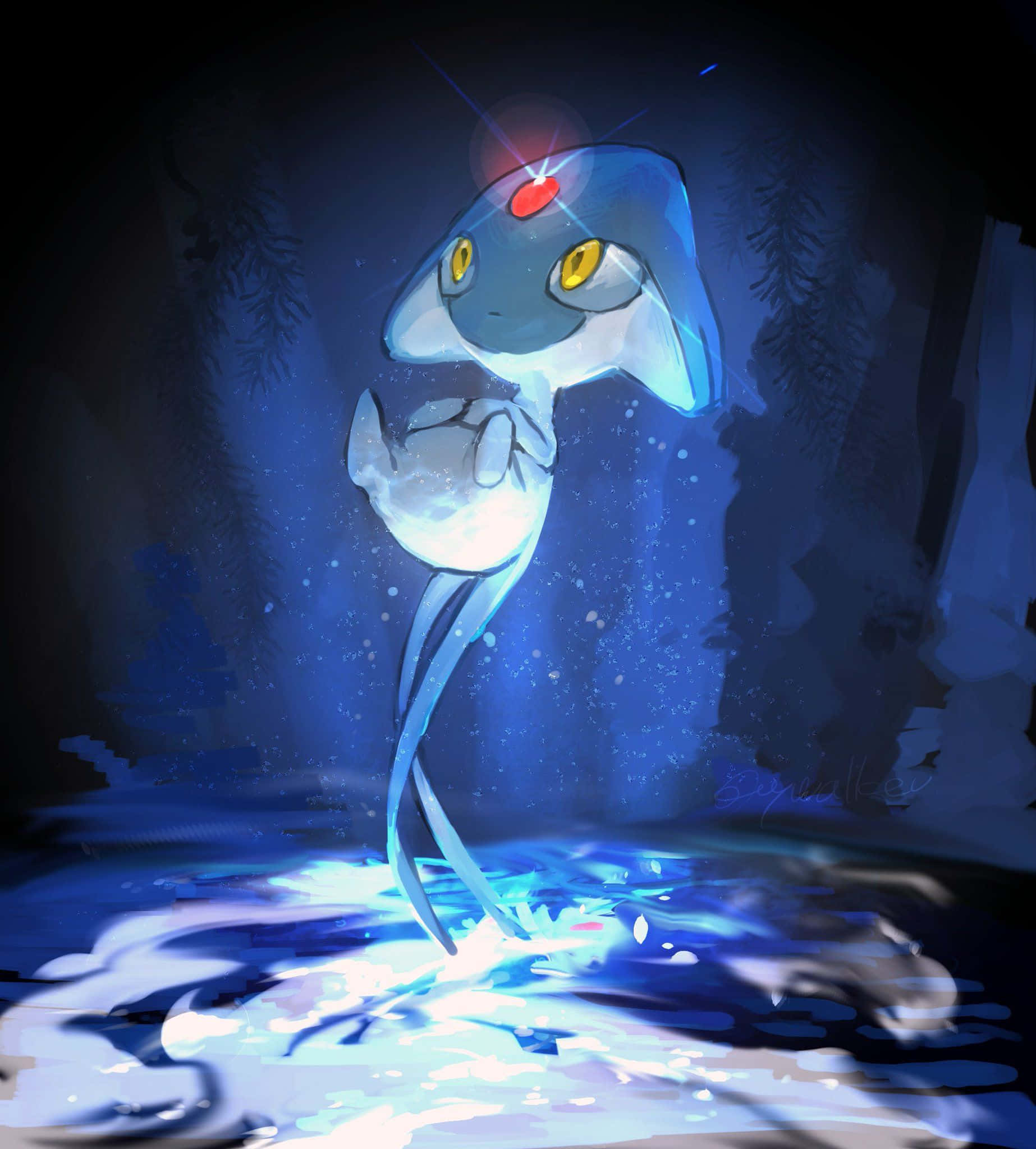 Azelf, glowing blue, frog-like, Full HD Phone Wallpaper