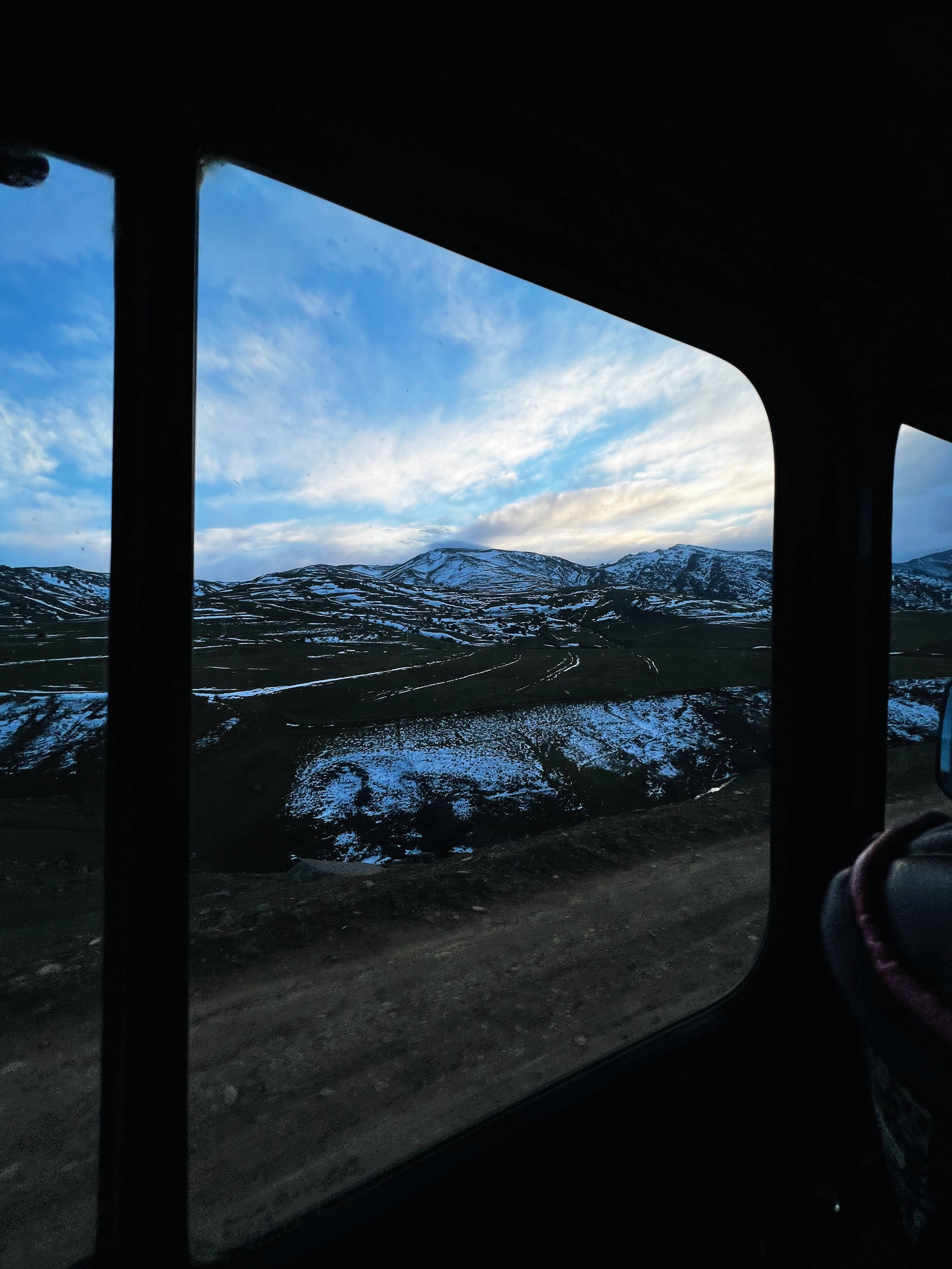 Azerbaijan, snow-dusted mountains, winding roads, 4K Phone Wallpaper