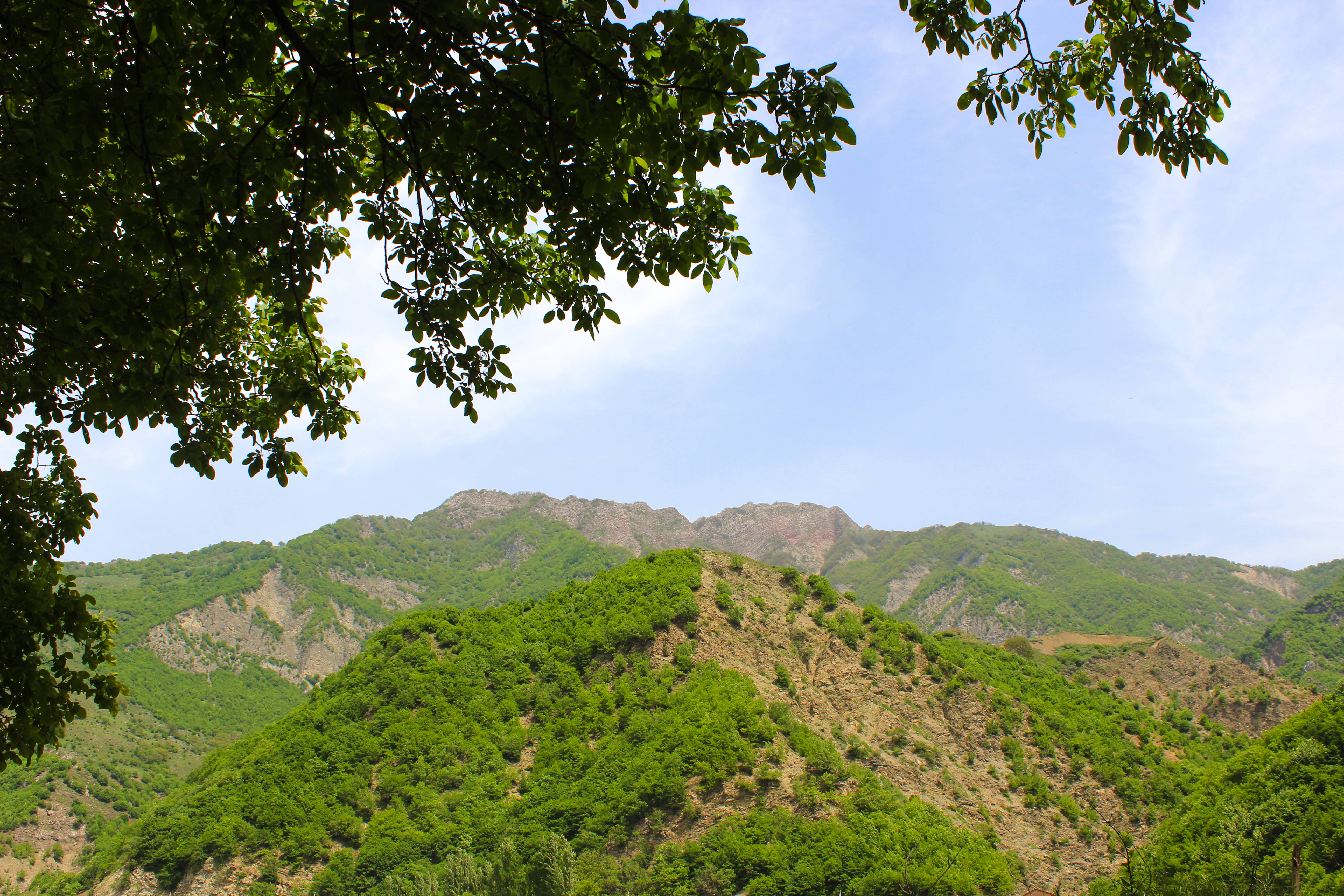 Azerbaijan, lush green hills, rocky mountain peaks, 5K Desktop Wallpaper