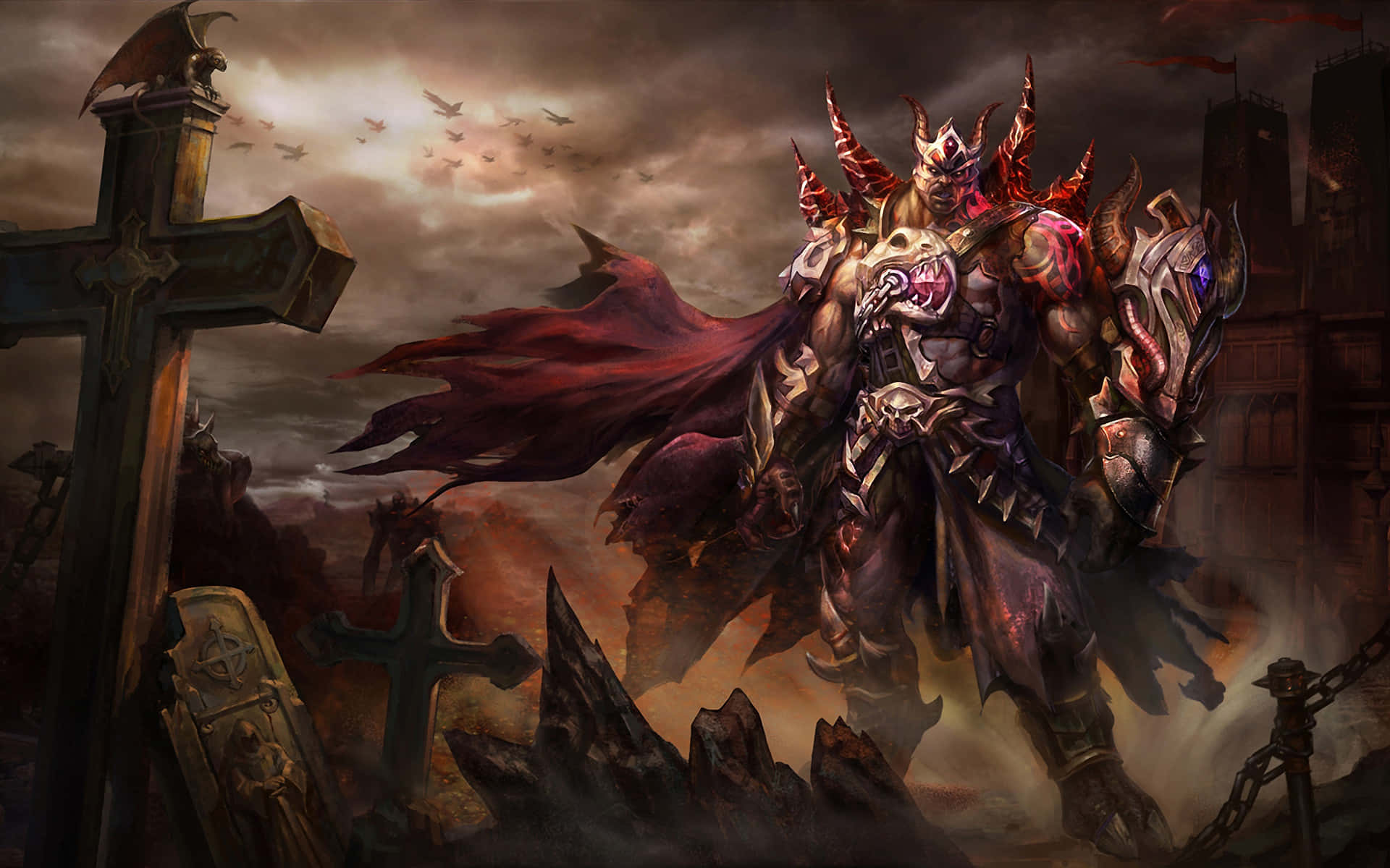 Aztec Warrior, demonic warrior, spiked armor, Full HD Desktop Wallpaper