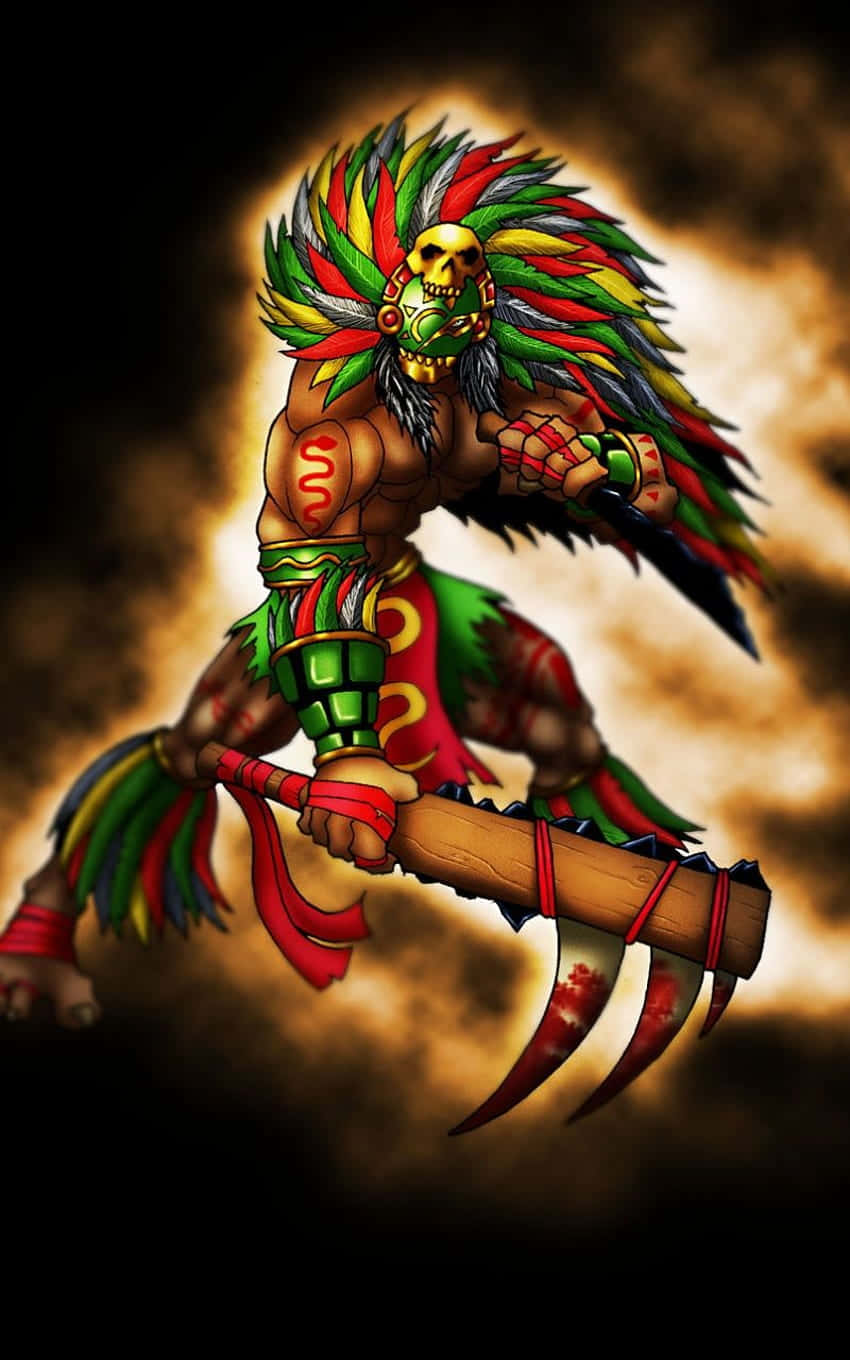 Aztec Warrior, skull mask, feather headdress, HD Phone Wallpaper