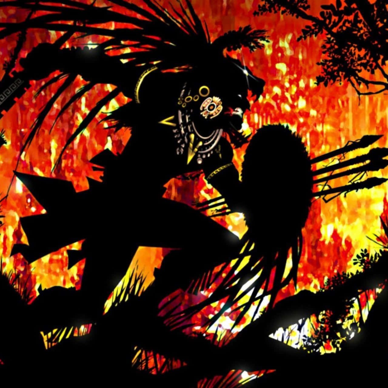Aztec Warrior, feathered headdress, spear, HD Desktop Wallpaper