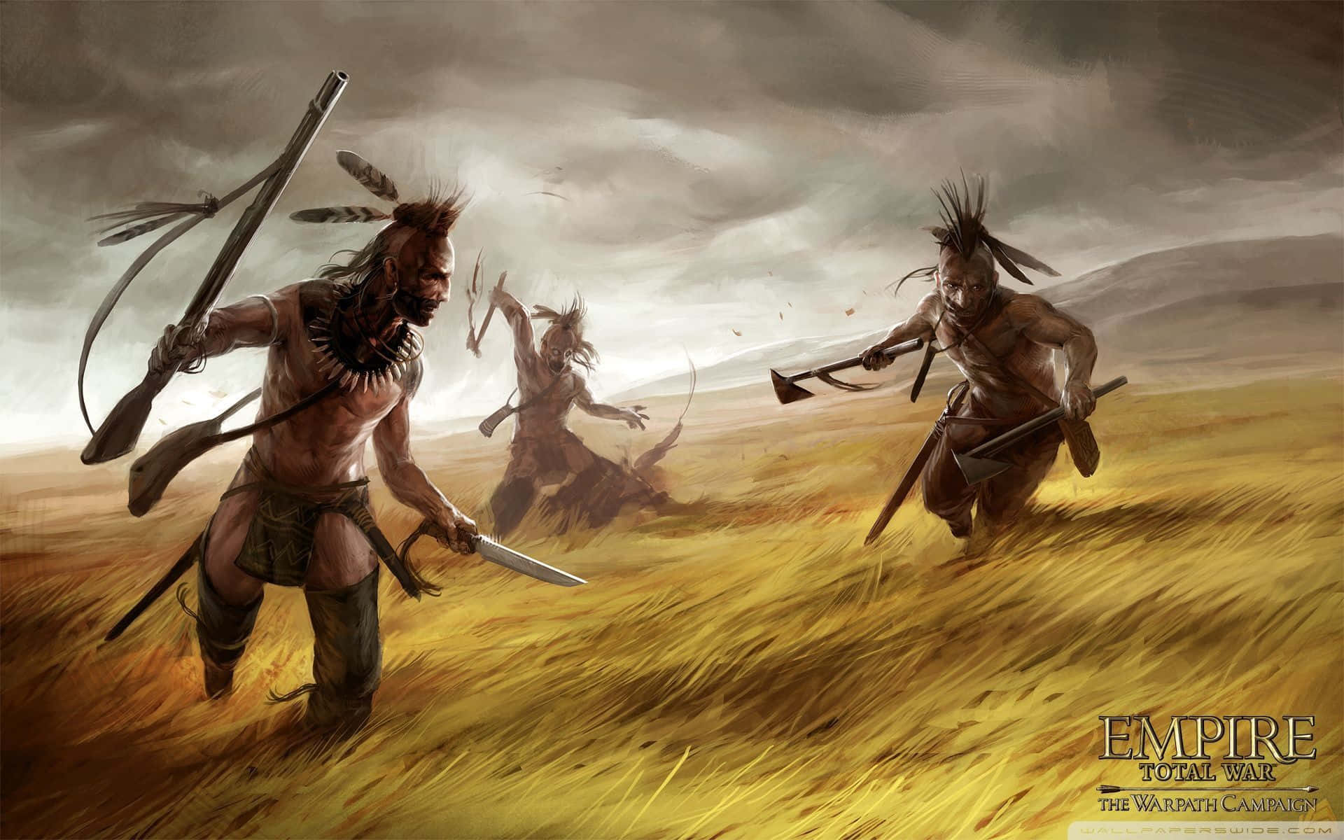 Aztec Warrior, ceremonial regalia, golden field, Full HD Desktop Wallpaper