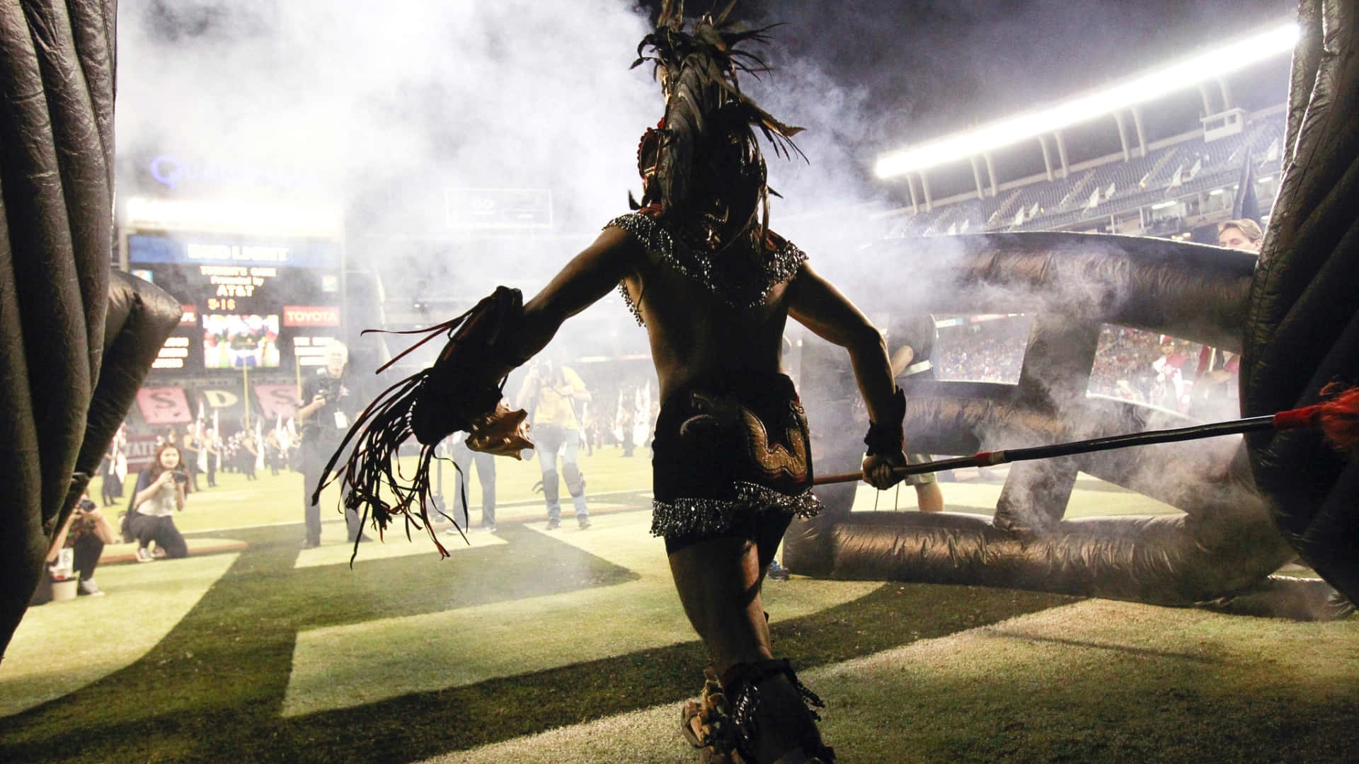 Aztec Warrior, stadium field, night, Full HD Desktop Wallpaper