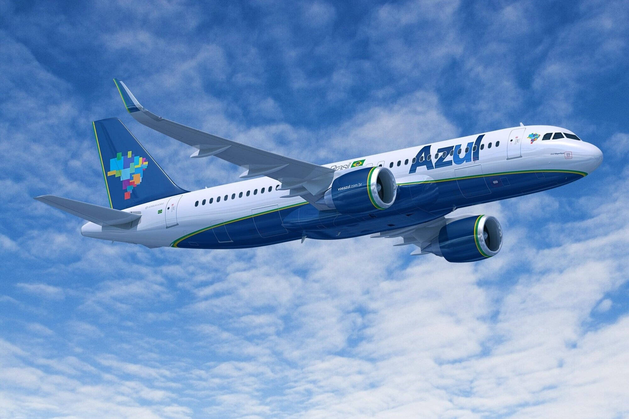 Azul Airlines, airplane, vibrant blue sky, Full HD Desktop Wallpaper