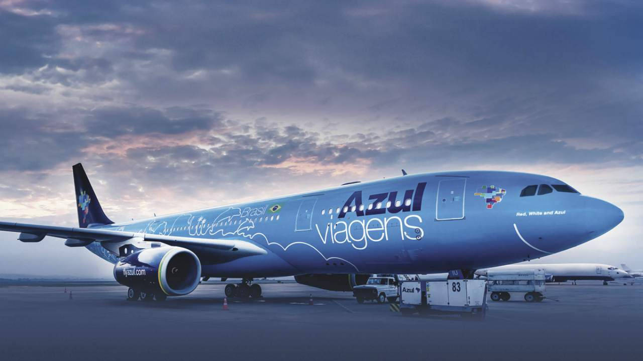Azul Airlines, blue, cloudy twilight sky, HD Desktop Wallpaper
