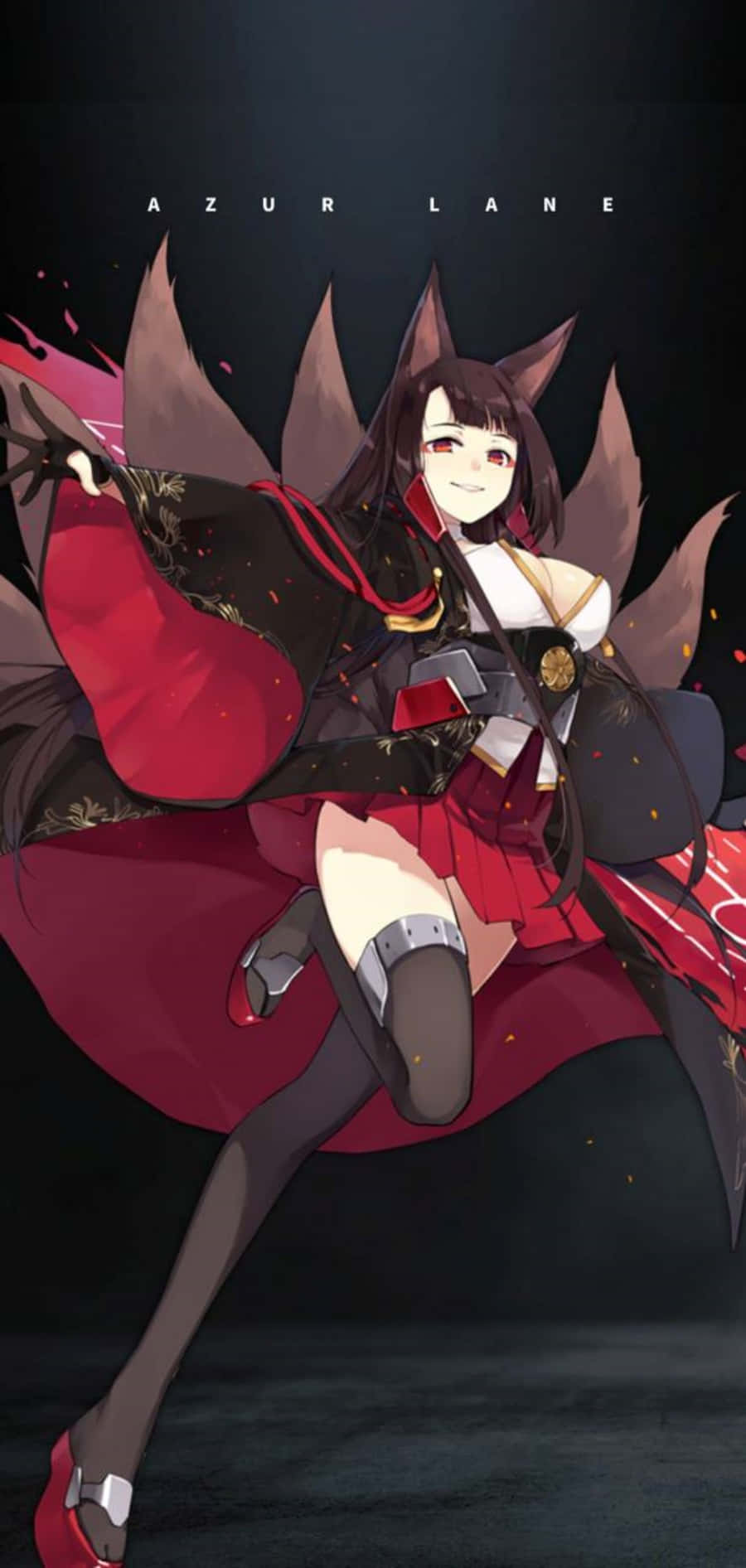 Azur Lane Akagi, fox ears, red cape, HD Phone Wallpaper