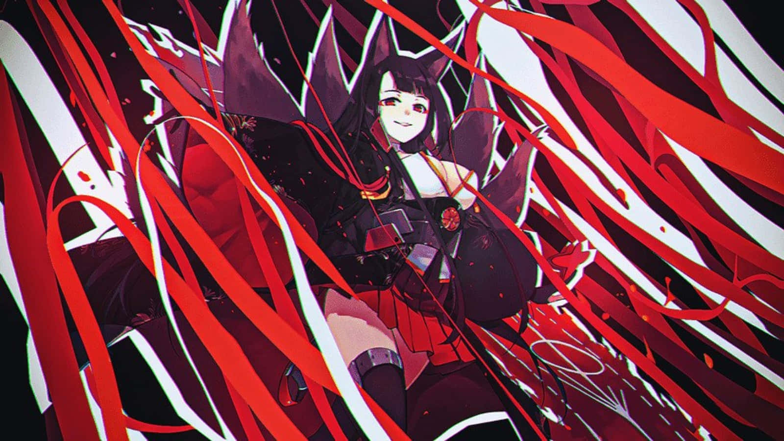 Azur Lane, Akagi, fox ears, HD Desktop Wallpaper