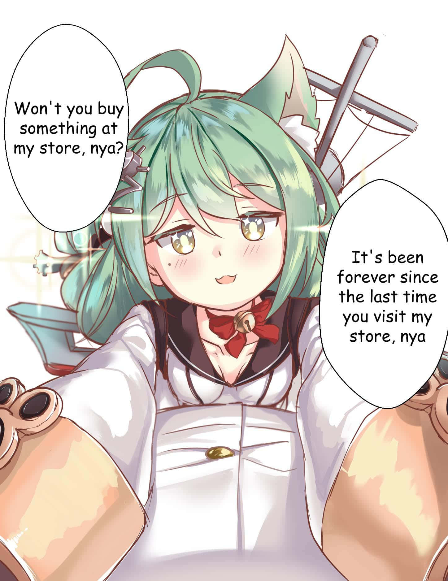Azur Lane Akashi, green hair, cat ears, HD Phone Wallpaper
