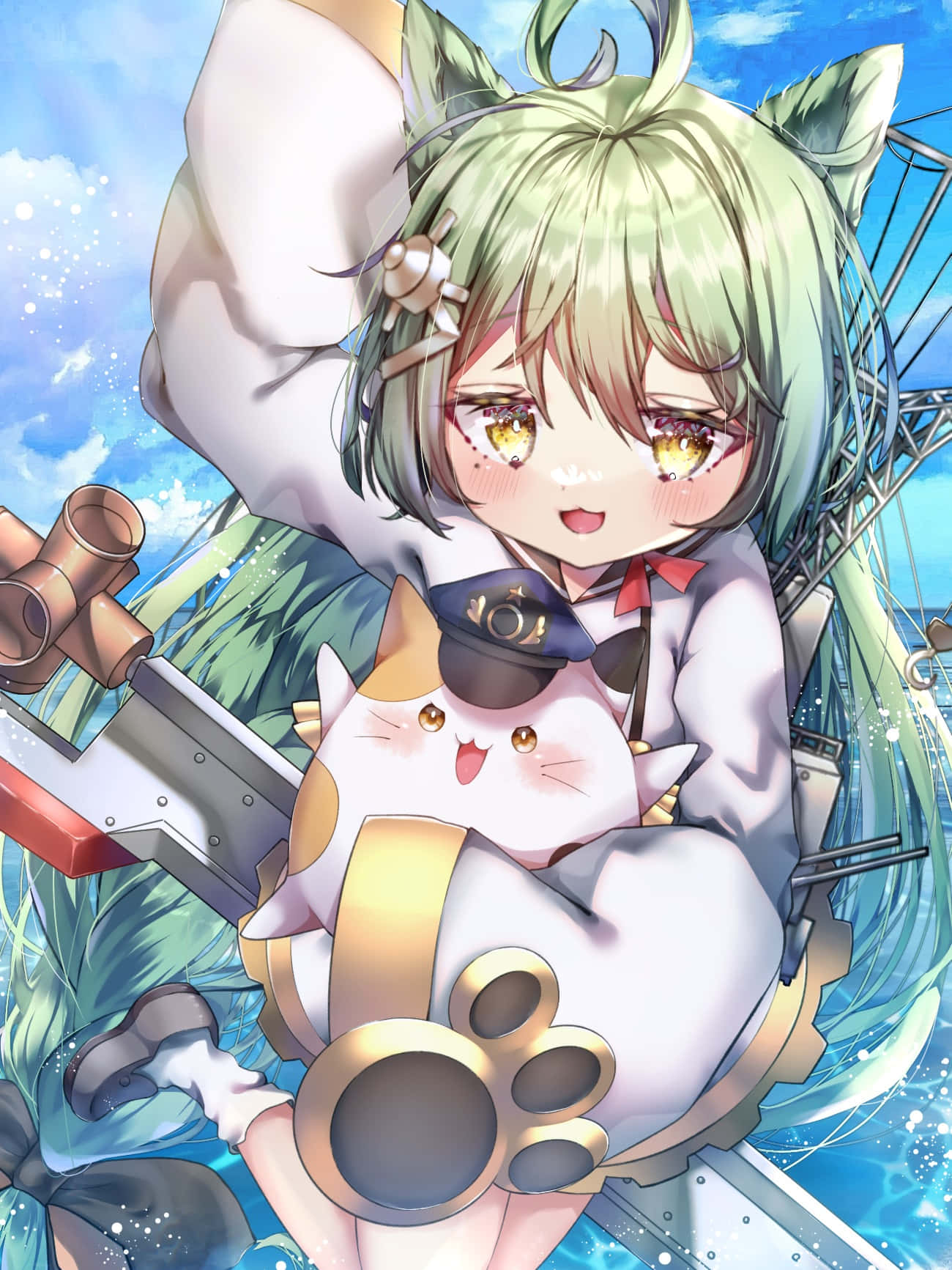 Azur Lane Akashi, cat ears, white uniform, HD Phone Wallpaper
