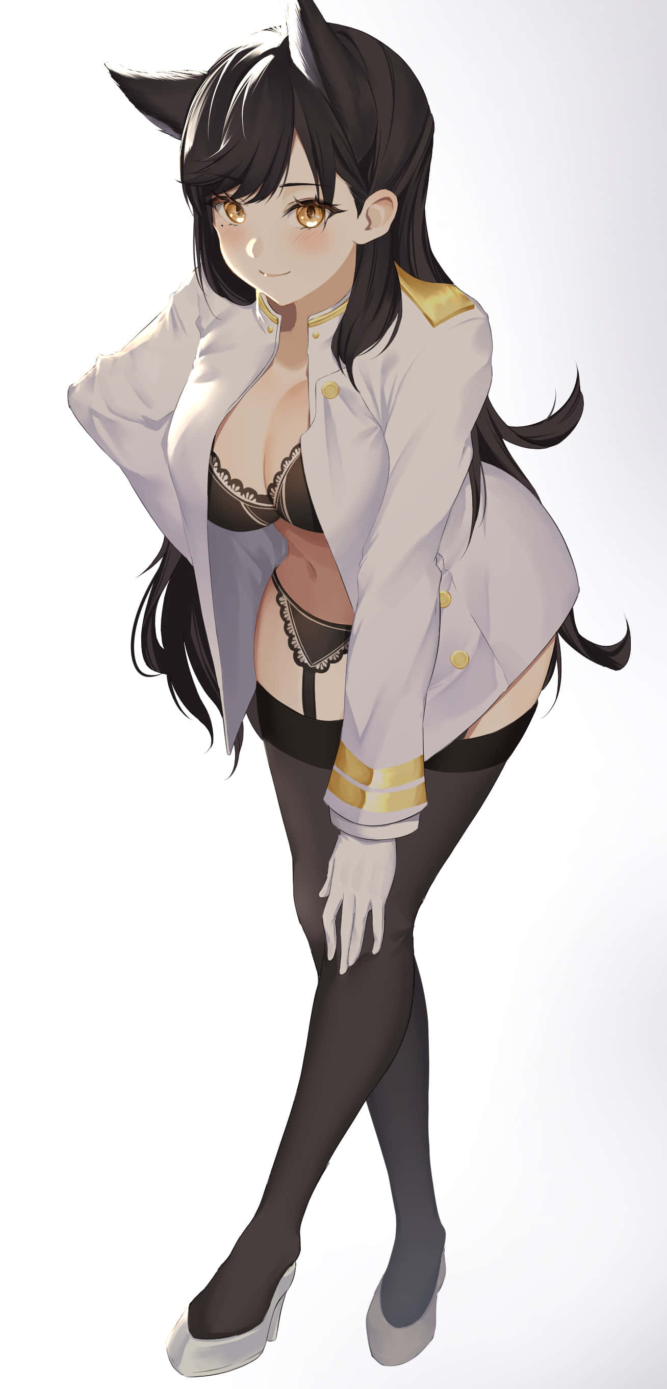 Atago, Azur Lane, black cat ears, 2K Phone Wallpaper