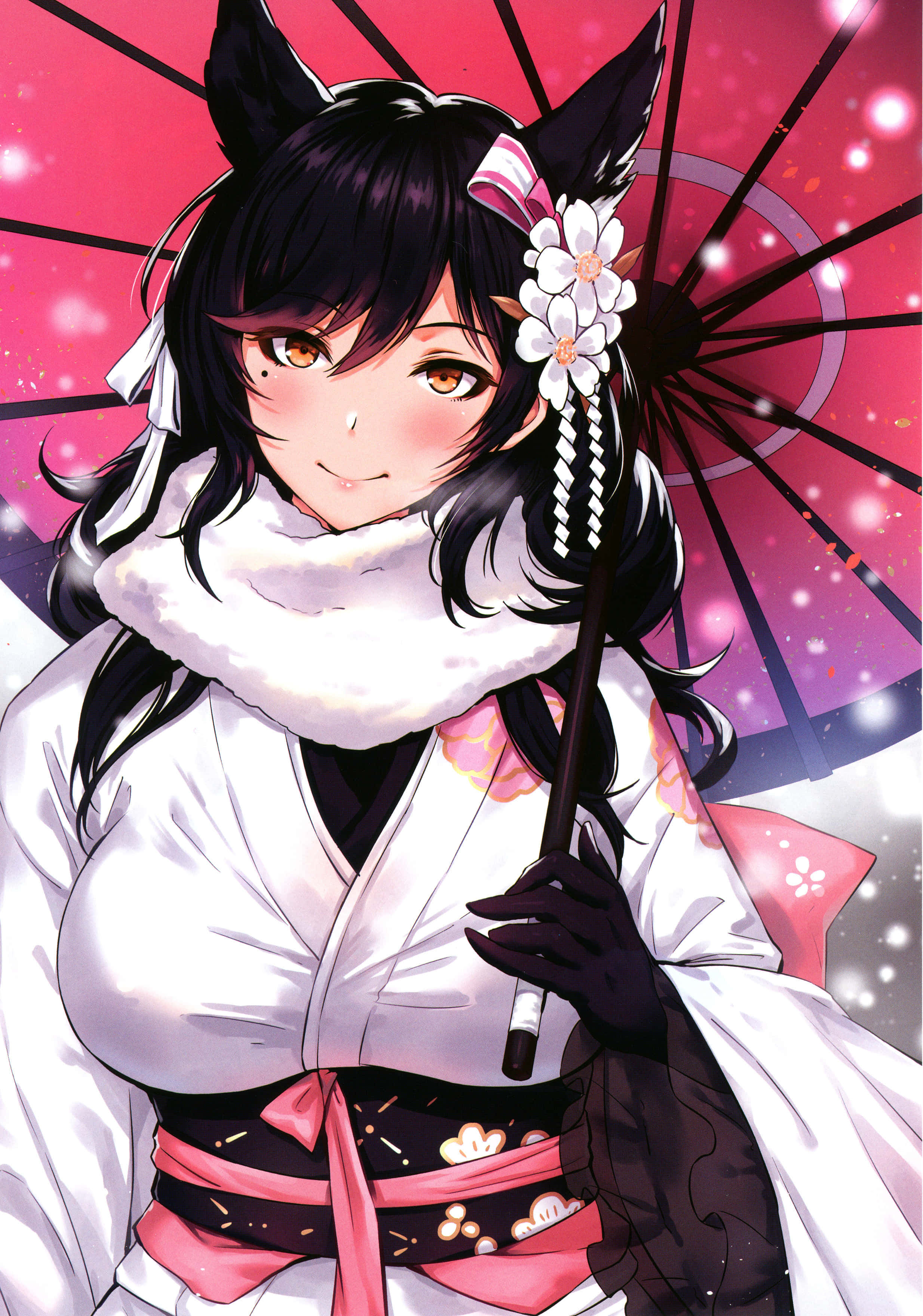 Azur Lane Atago, anime girl, black cat ears, 2K Phone Wallpaper