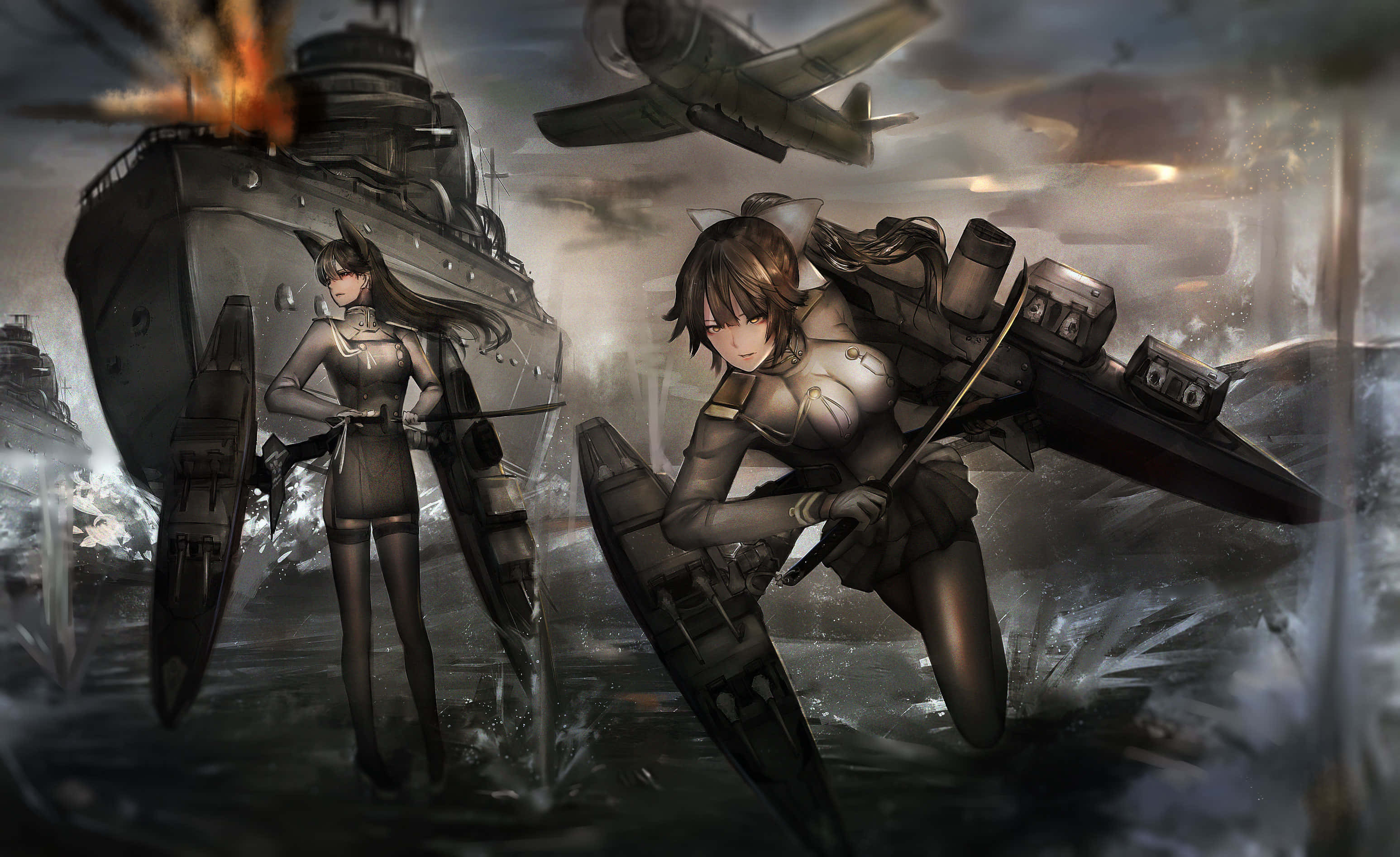 Atago, Azur Lane, anime-style female warriors, 2K Desktop Wallpaper