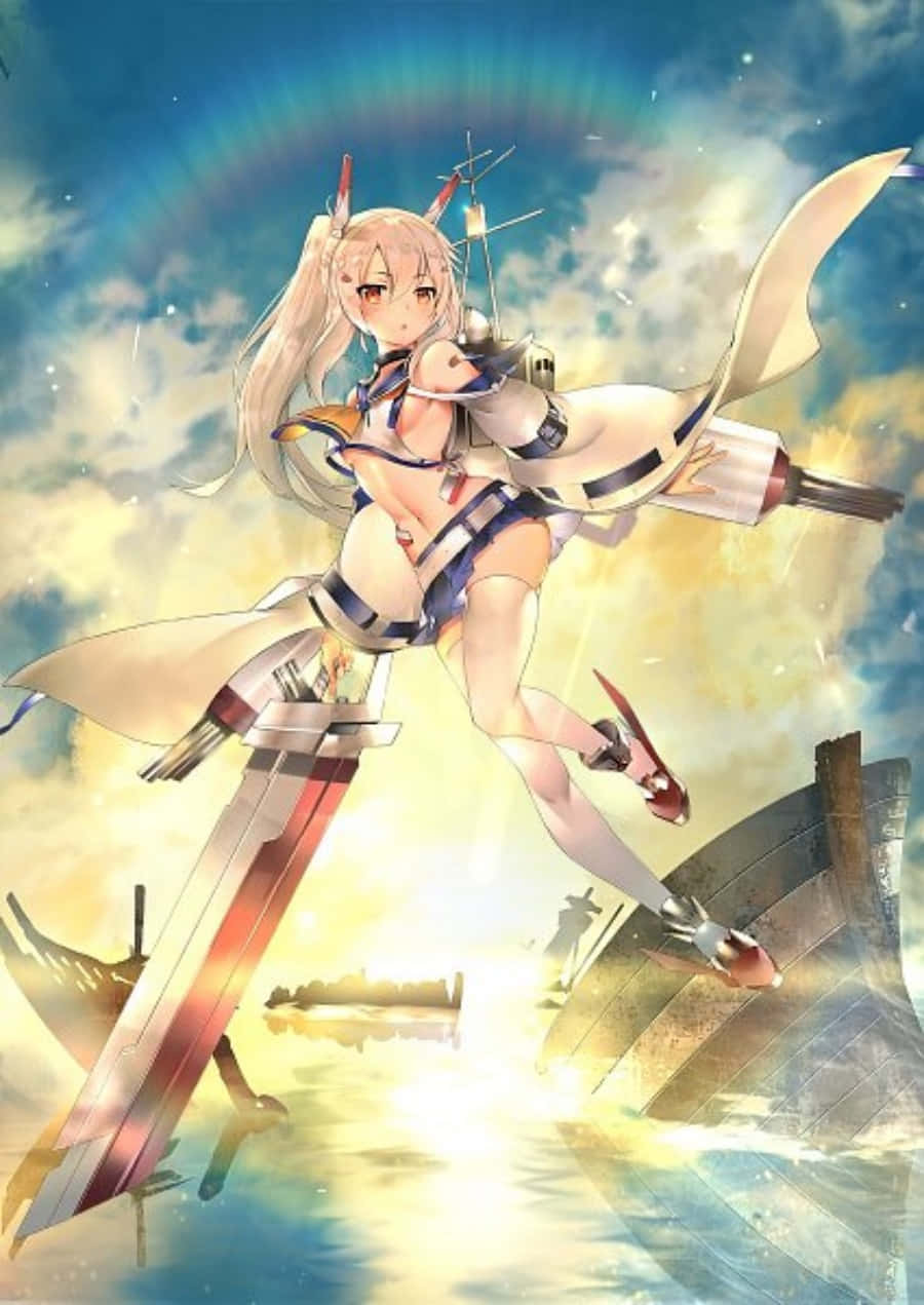 Azur Lane Ayanami, anime style, long blonde hair, SD Phone Wallpaper