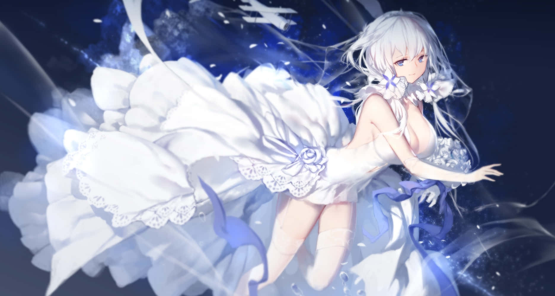 Azur Lane Belfast, silver-haired, anime girl, HD Desktop Wallpaper