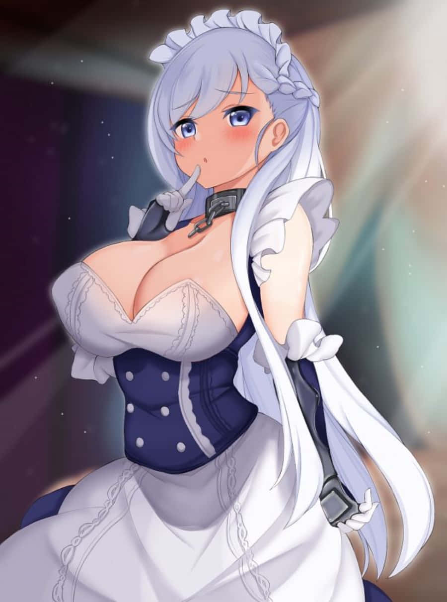 Azur Lane, Belfast, silver-haired anime maid, SD Phone Wallpaper