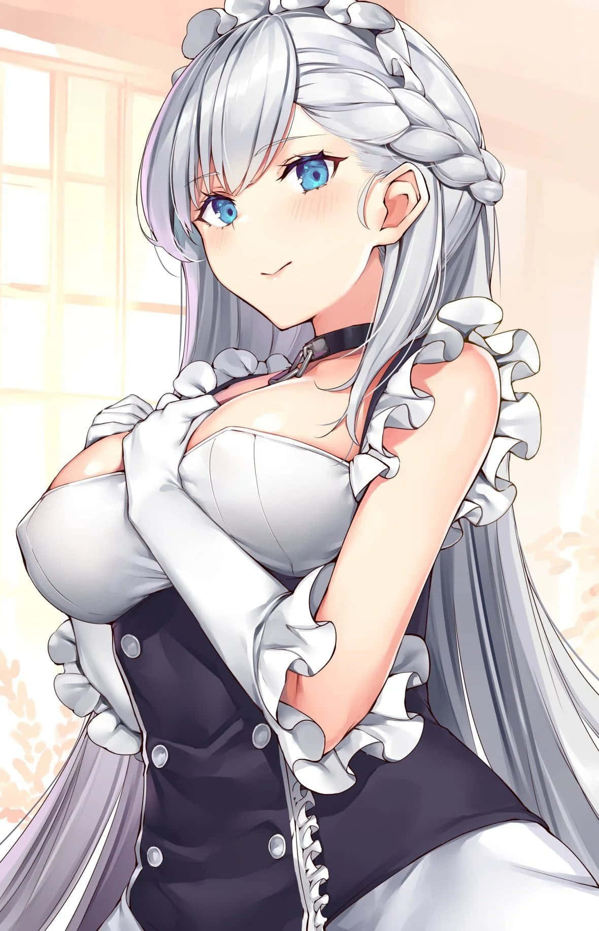 Azur Lane Belfast, silver-haired anime girl, maid outfit, HD Phone Wallpaper