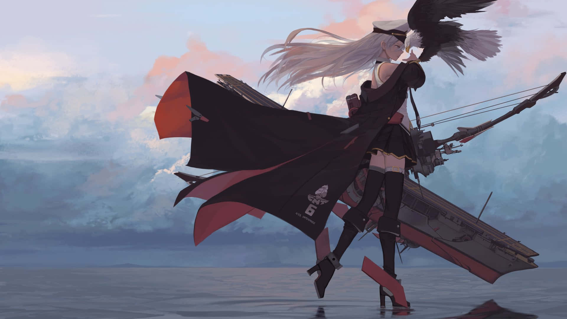 Enterprise, Azur Lane, white hair, Full HD Desktop Wallpaper