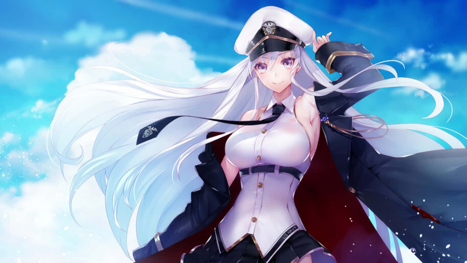 Azur Lane Enterprise, anime girl, long white hair, HD Desktop Wallpaper