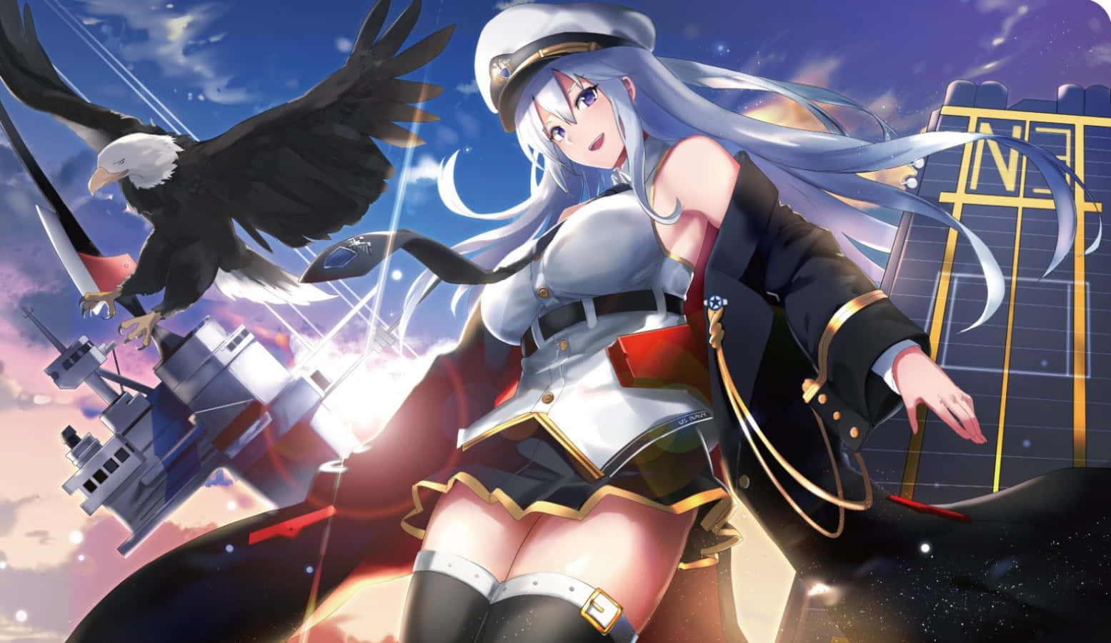 Azur Lane Enterprise, battleship, eagle, HD Desktop Wallpaper