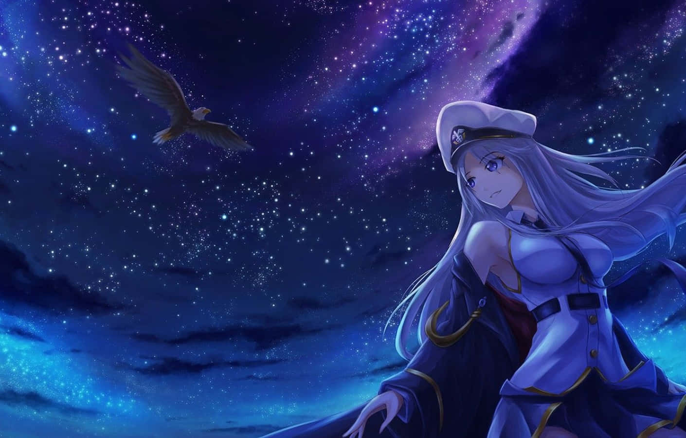 Azur Lane Enterprise, anime style, silver-haired, HD Desktop Wallpaper