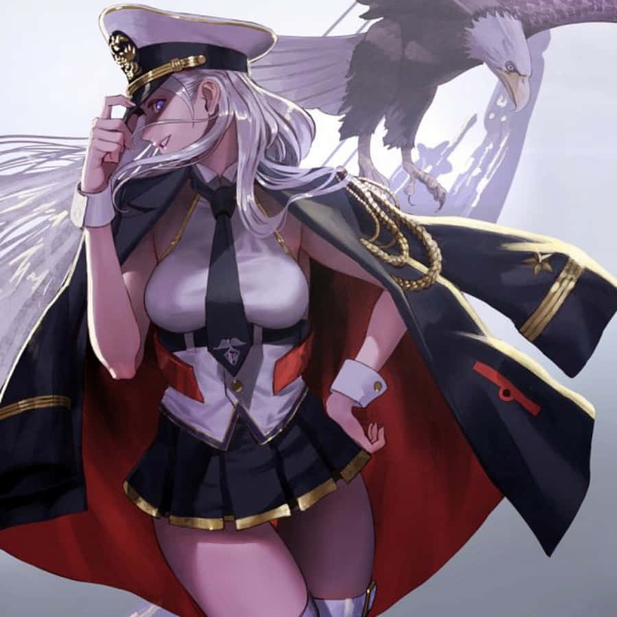 Azur Lane Enterprise, silver-haired anime girl, military uniform, SD Desktop Wallpaper