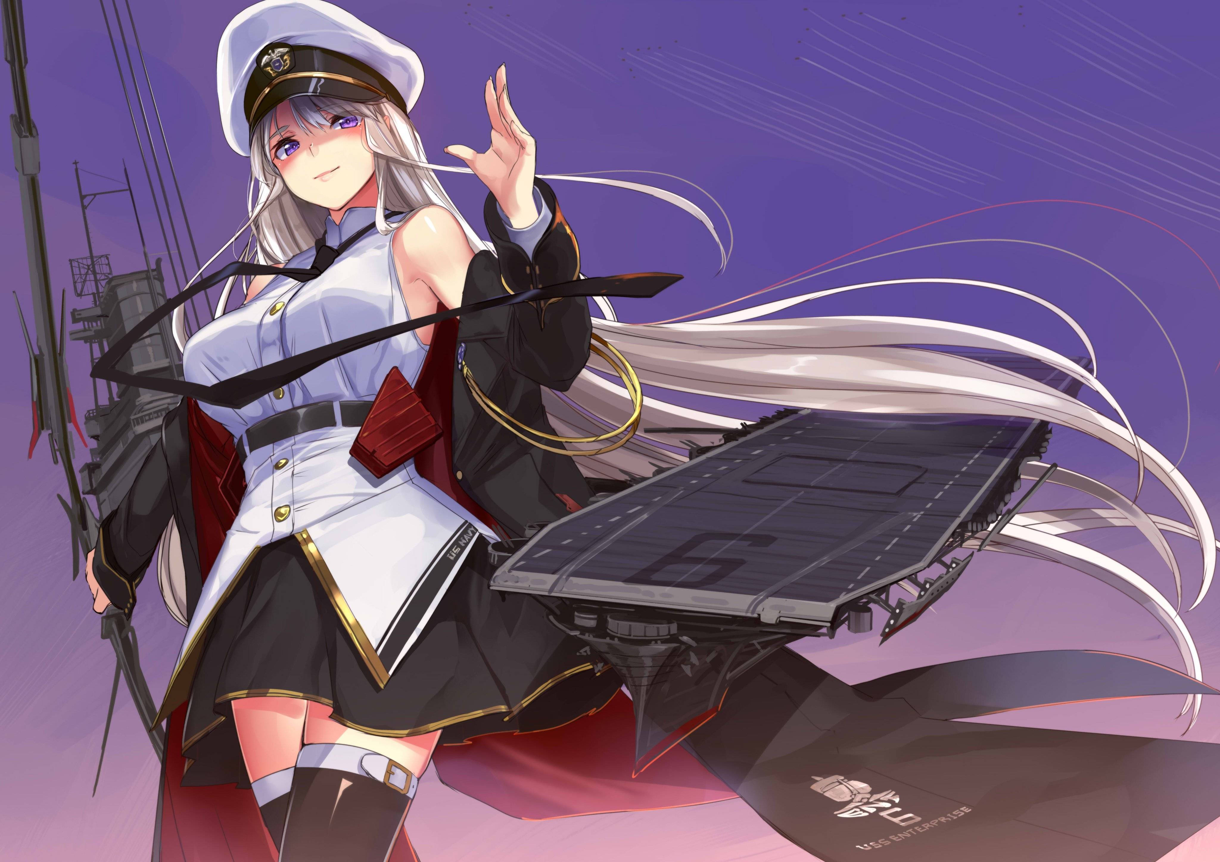 Azur Lane Enterprise, sailor uniform, aircraft carrier, 4K Desktop Wallpaper
