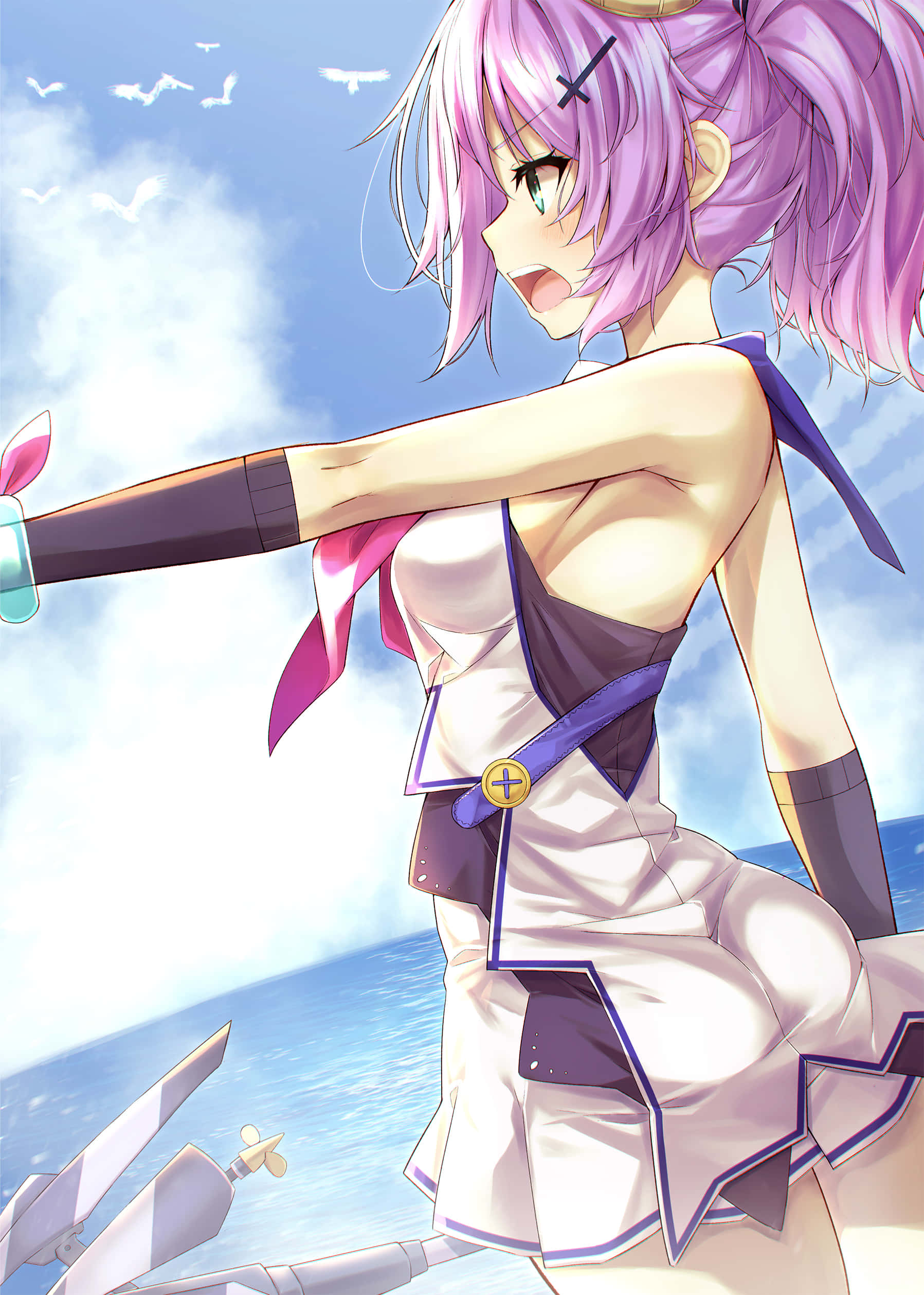 Azur Lane Javelin, purple-haired anime girl, white and purple outfit, Full HD Phone Wallpaper