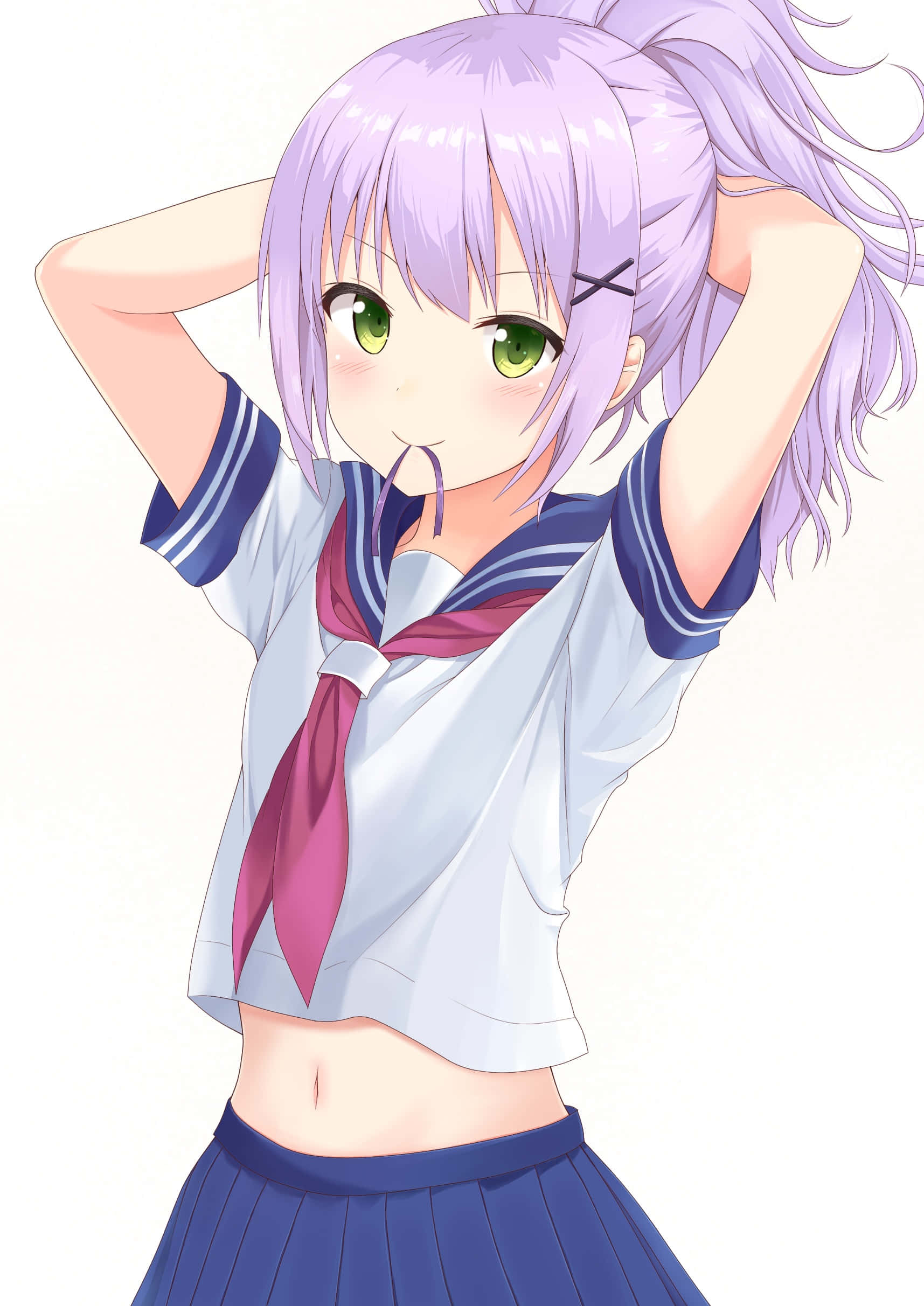 Azur Lane Javelin, sailor uniform, lavender hair, Full HD Phone Wallpaper