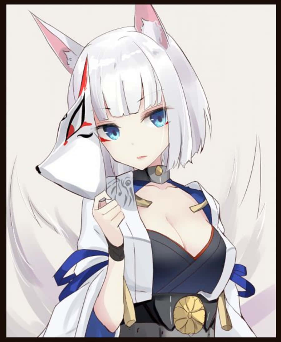 Kaga, Azur Lane, fox ears, SD Phone Wallpaper