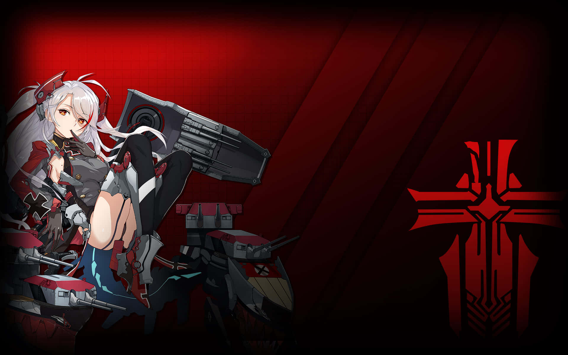 Azur Lane, Prinz Eugen, silver-haired anime girl, Full HD Desktop Wallpaper