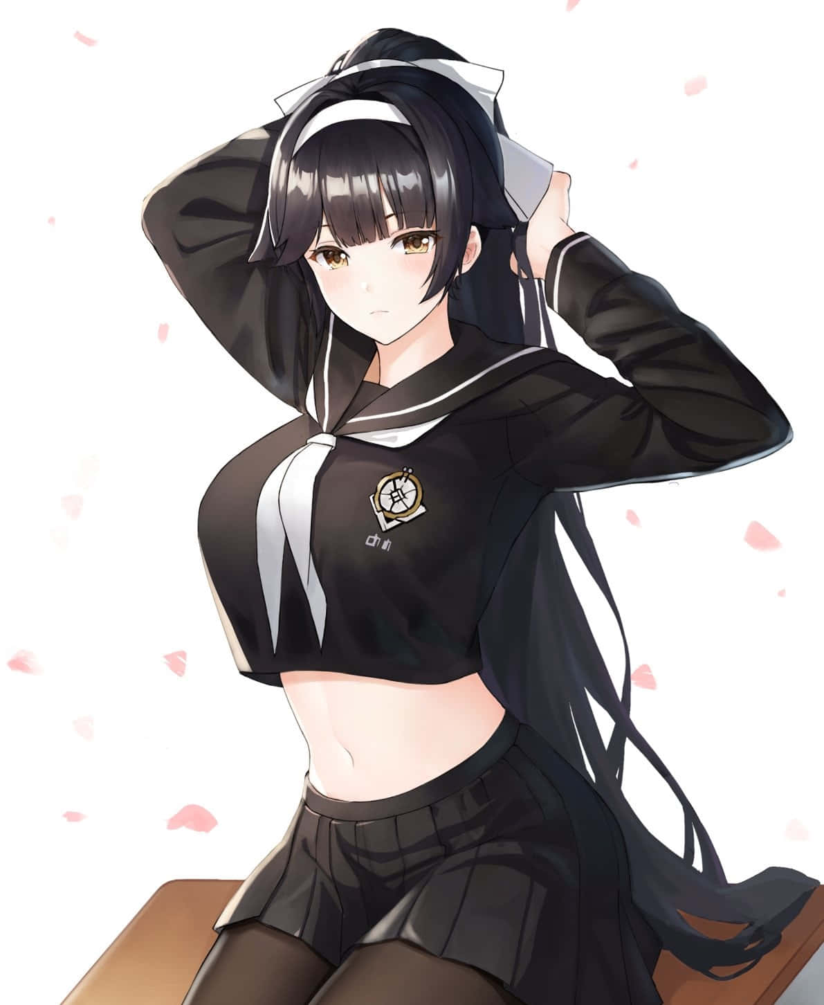 Takao, Azur Lane, black sailor uniform, HD Phone Wallpaper