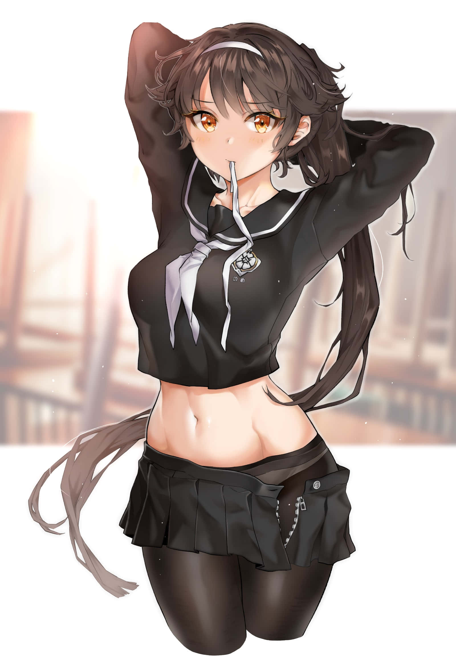 Azur Lane Takao, anime girl, black sailor uniform, Full HD Phone Wallpaper