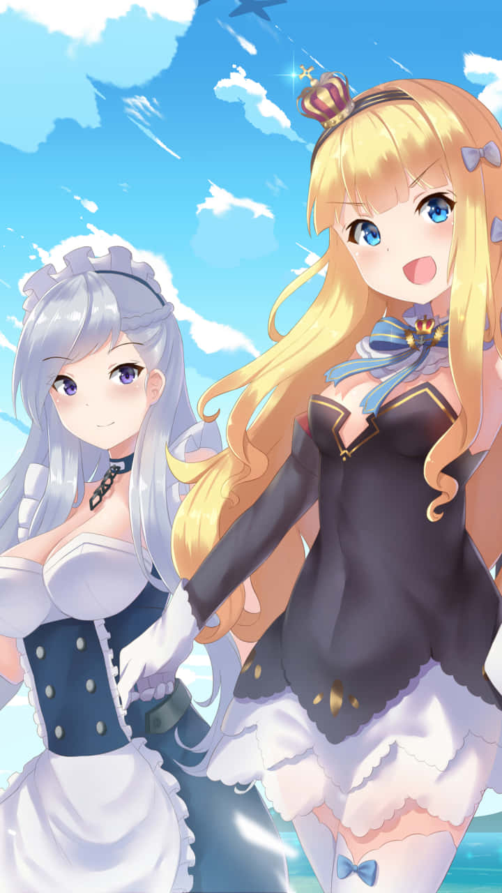 Azur Lane Unicorn, maid outfits, bright blue sky, HD Phone Wallpaper