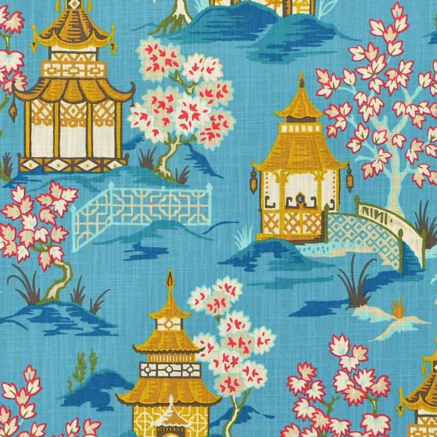 Azure Blue, 900 x 901, golden pagodas, SD Phone Wallpaper