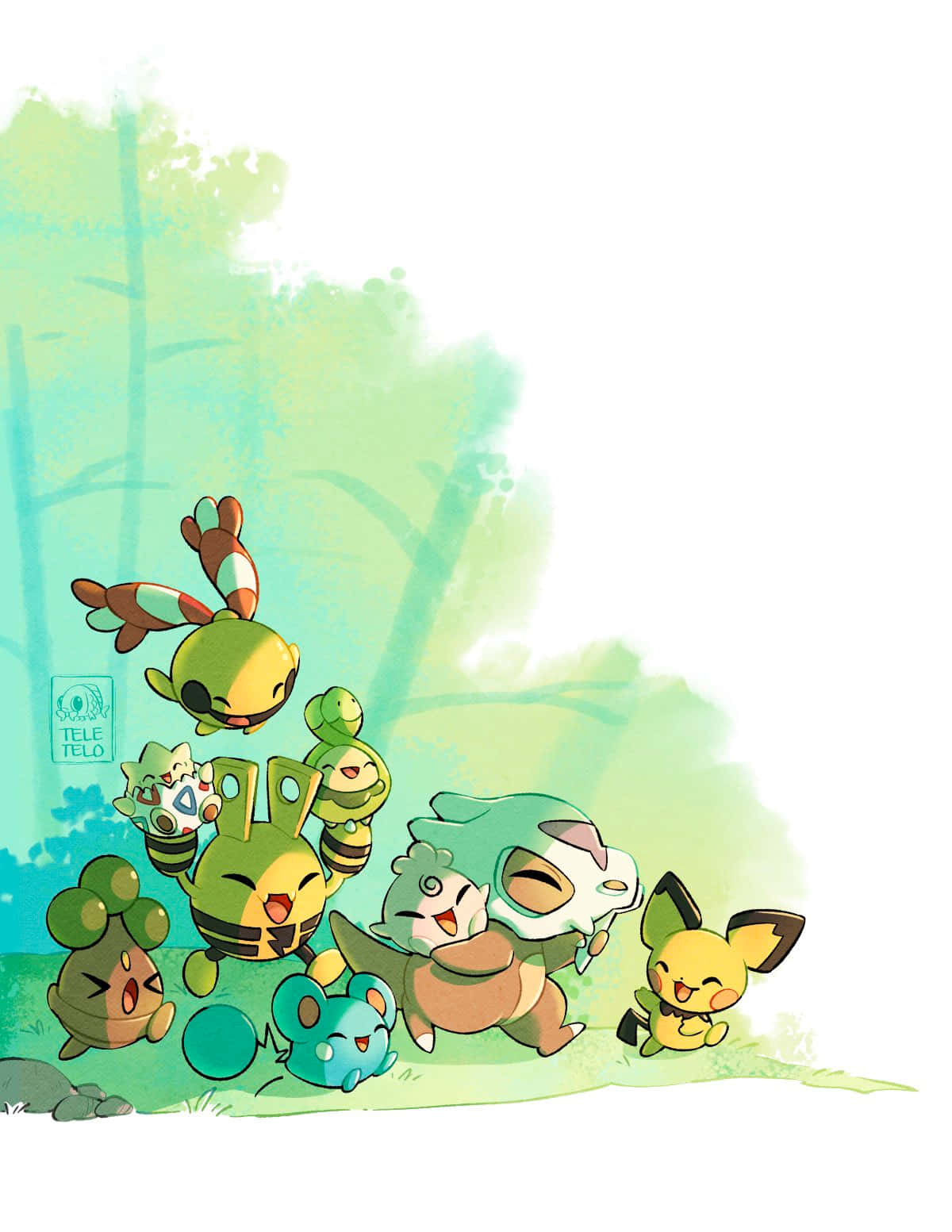 Azurill, aqua mouse, cartoon Pokémon characters, HD Phone Wallpaper