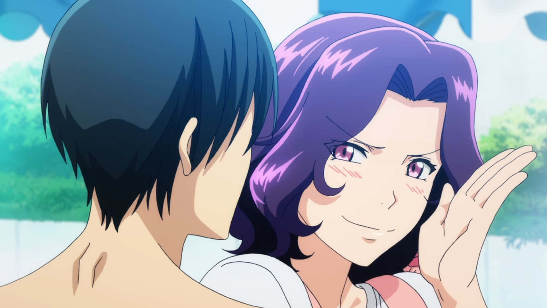 Azusa Hamaoka, purple-haired, pink eyes, Full HD Desktop Wallpaper