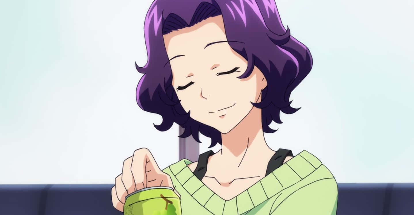 Azusa Hamaoka, purple hair, green can, HD Desktop Wallpaper