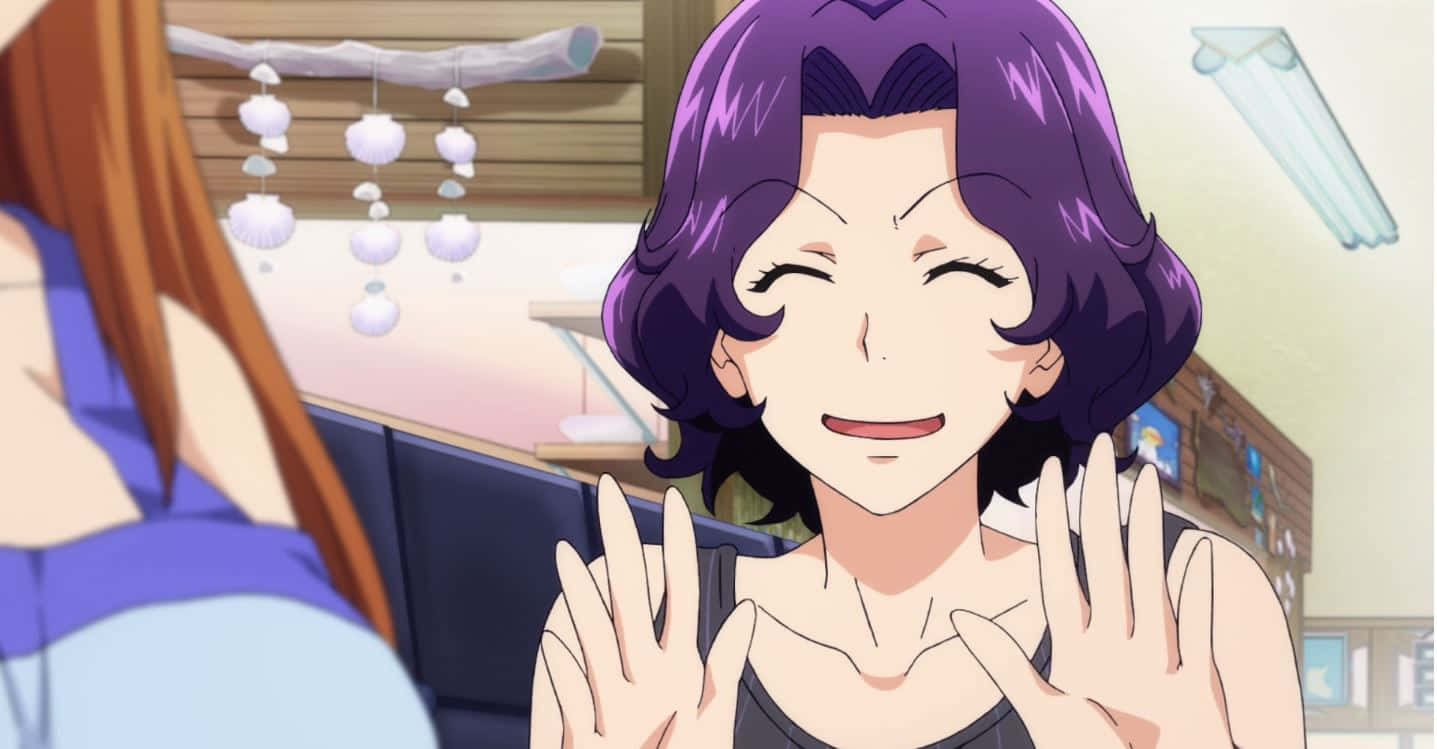 Azusa Hamaoka, purple hair, cheerful anime woman, HD Desktop Wallpaper