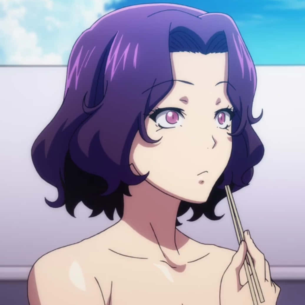 Azusa Hamaoka, traditional Japanese attire, purple hair, SD Desktop Wallpaper