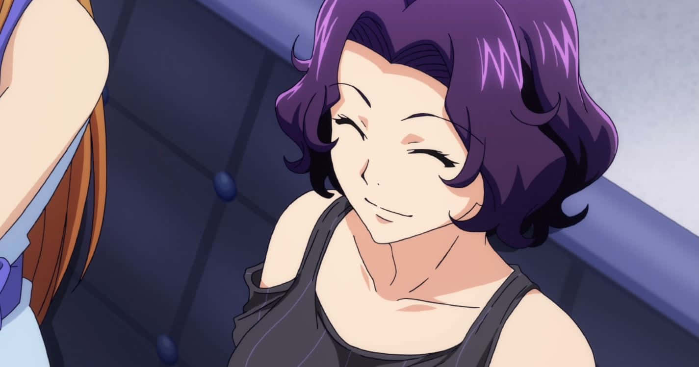 Azusa Hamaoka, purple hair, dimly lit room, HD Desktop Wallpaper
