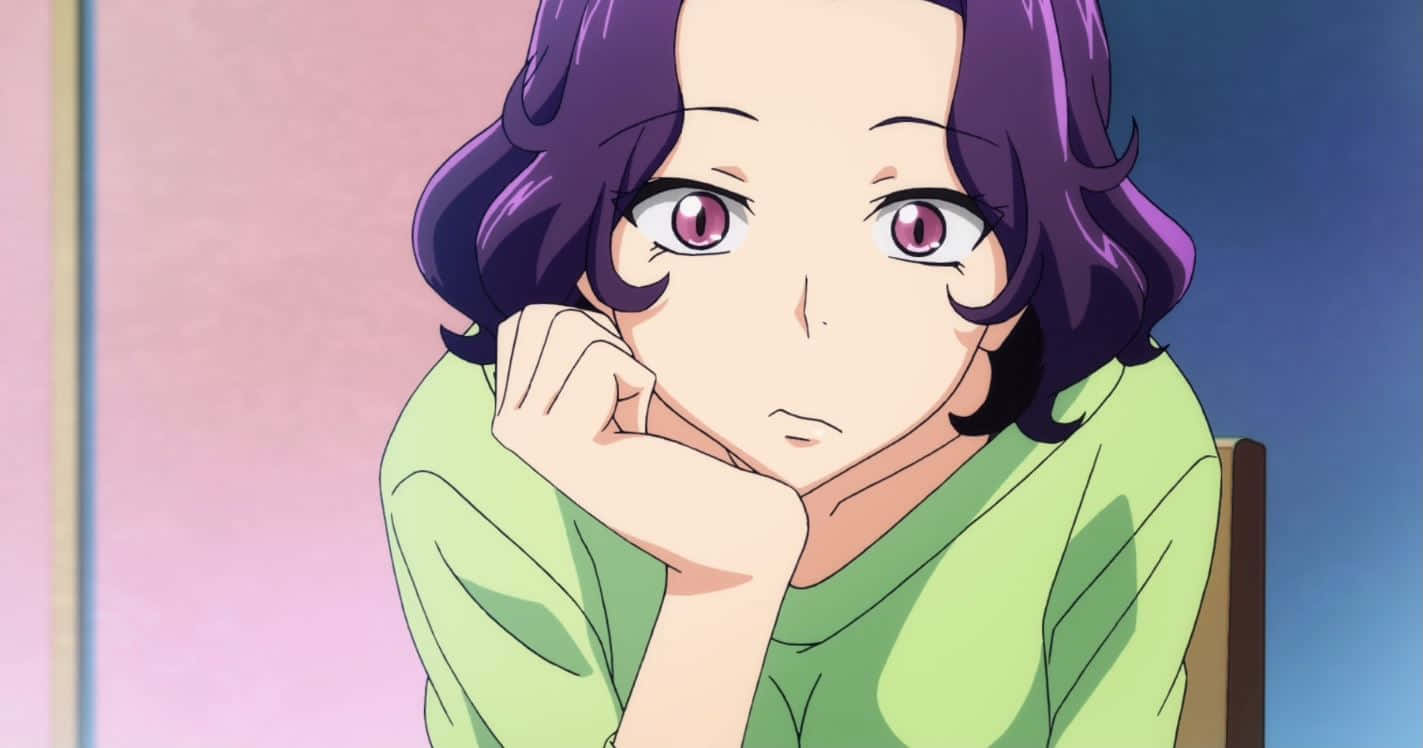 Azusa Hamaoka, purple-haired, green shirt, HD Desktop Wallpaper
