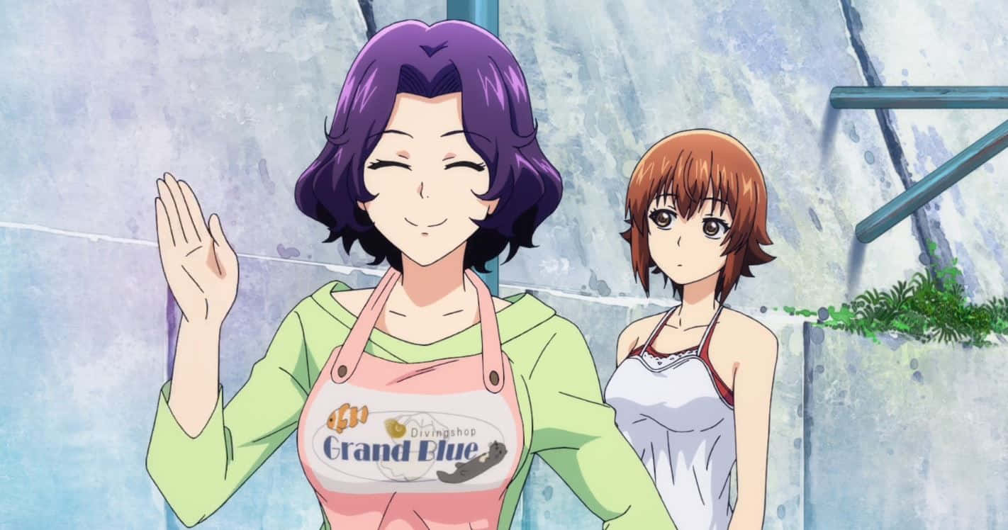 Azusa Hamaoka, purple-haired, pink apron, HD Desktop Wallpaper