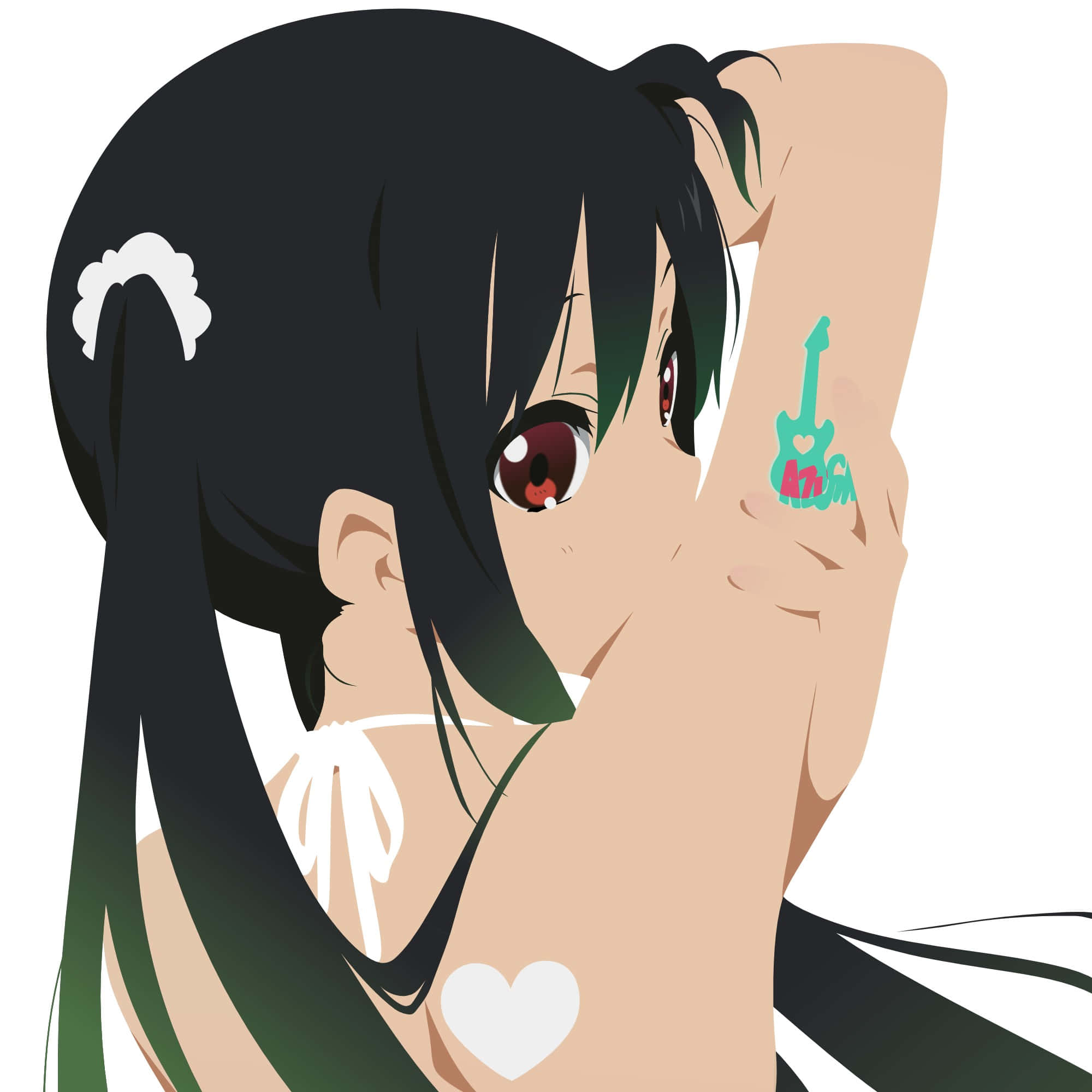 Azusa Nakano, black hair, red eyes, Full HD Desktop Wallpaper