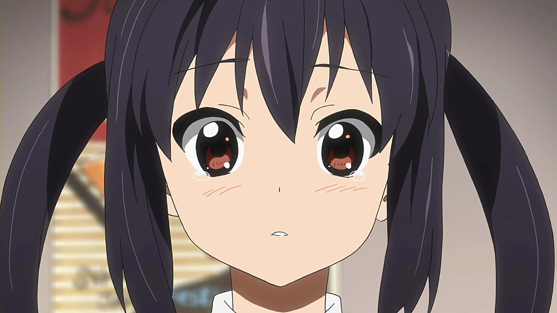 Azusa Nakano, guitar, dark pigtails, Full HD Desktop Wallpaper