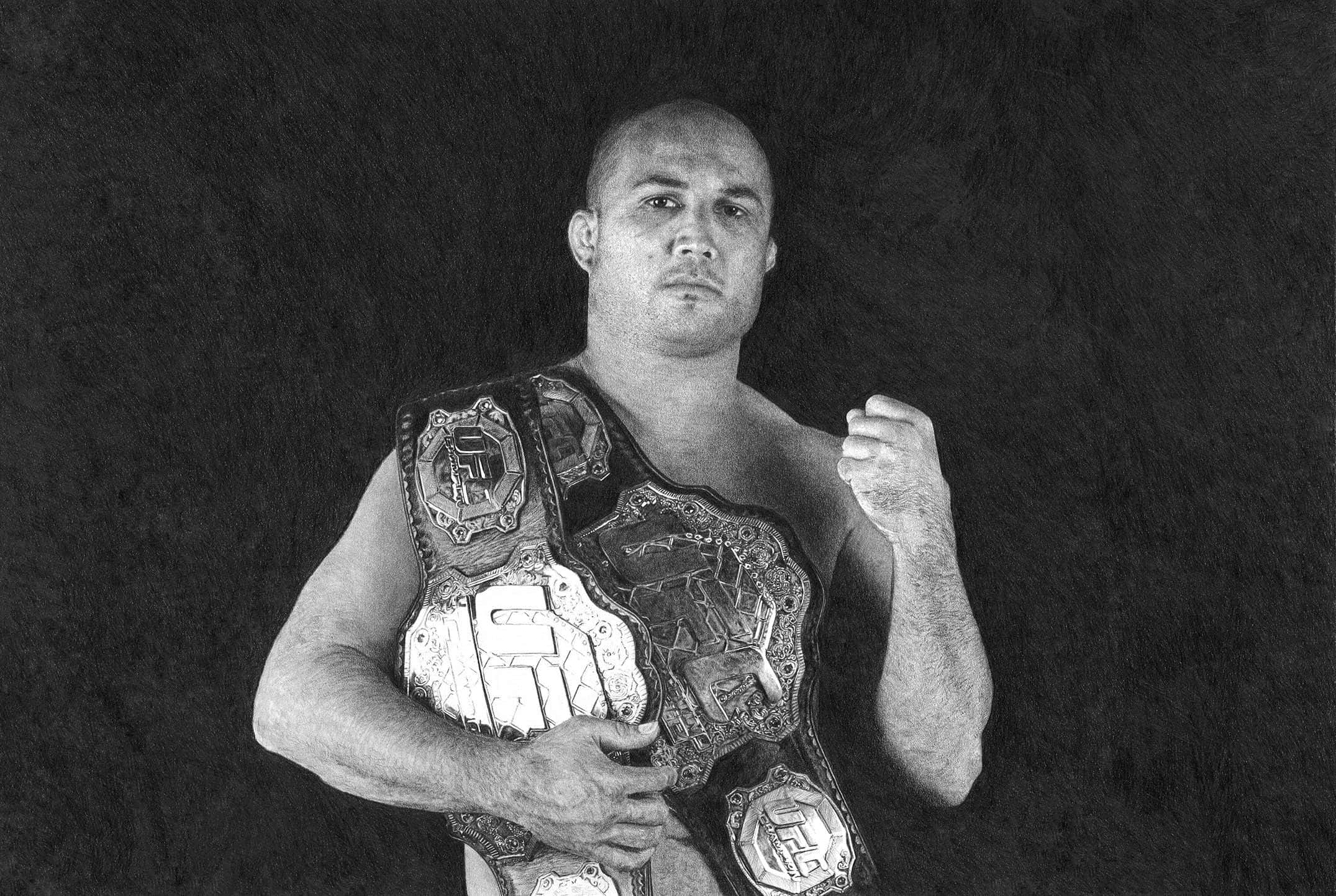 B.J. Penn, championship belt, black and white, Full HD Desktop Wallpaper