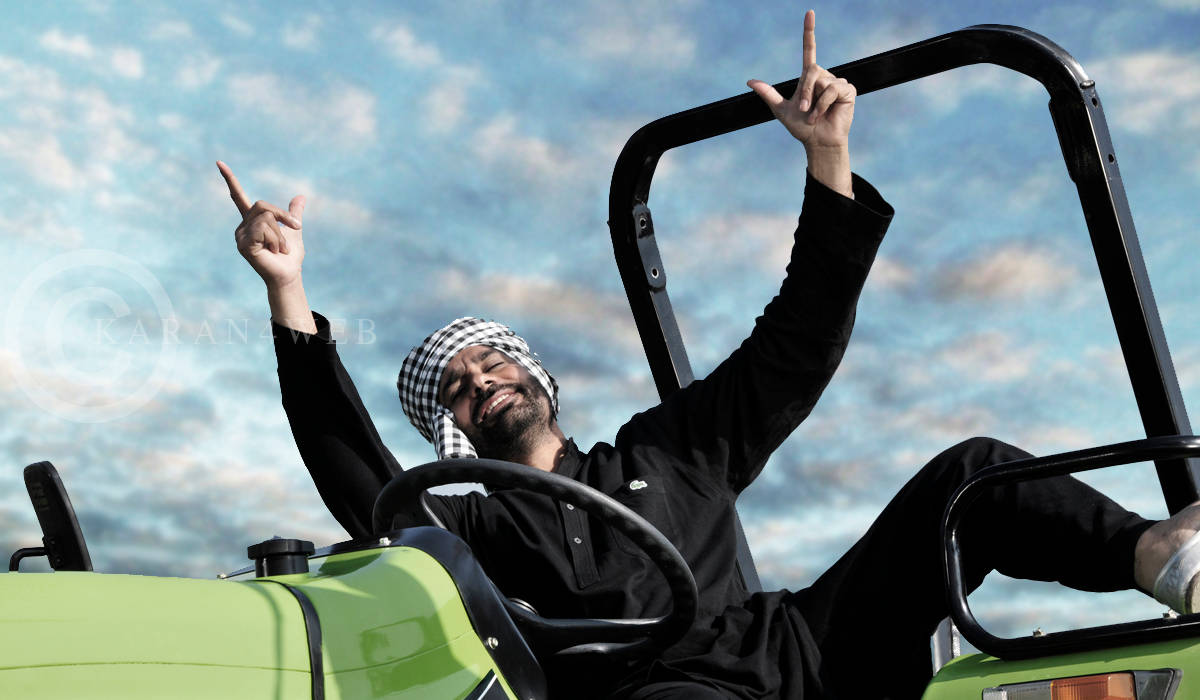 Babbu Maan, green tractor, checkered headscarf, SD Desktop Wallpaper
