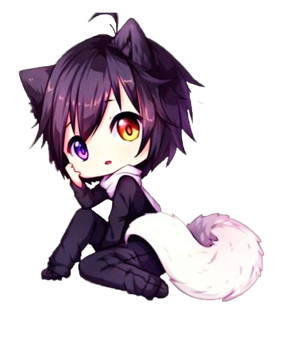 baby anime, chibi anime character, dark hair, SD Phone Wallpaper