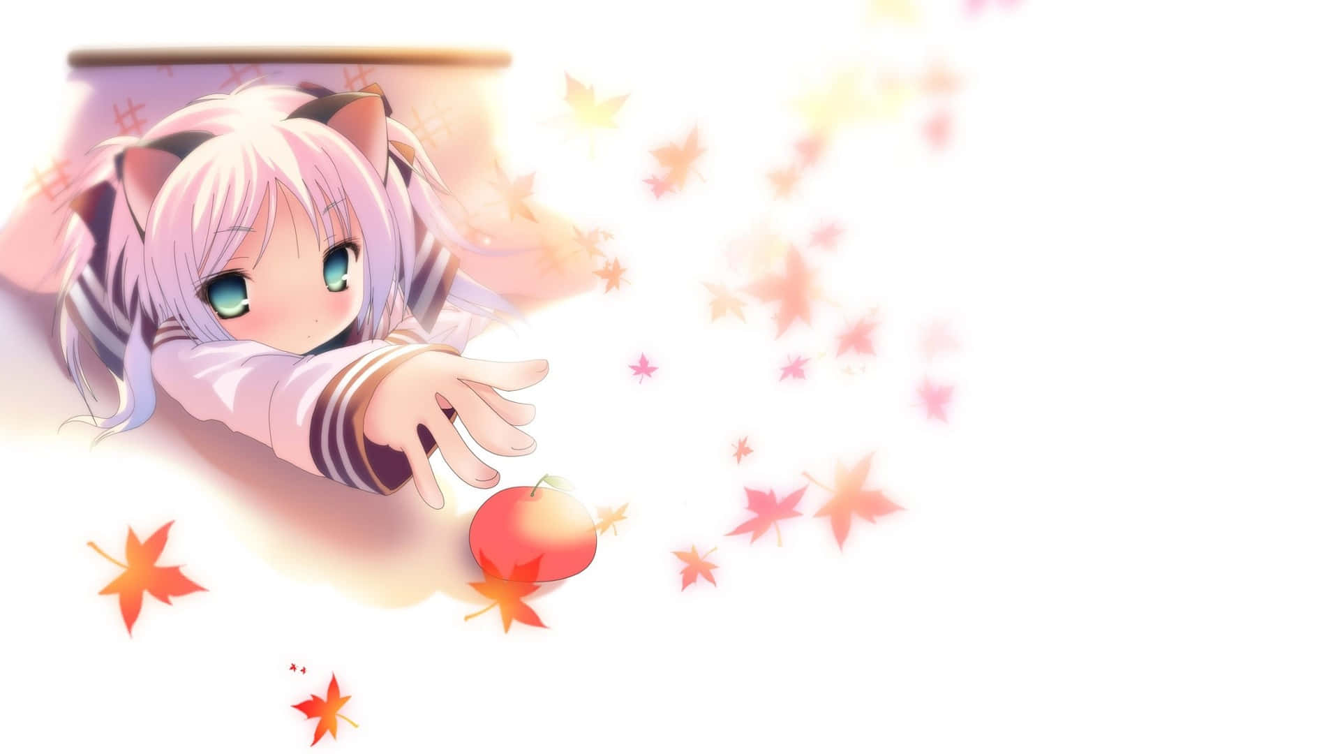 anime girl, cat ears, pink hair, Full HD Desktop Wallpaper